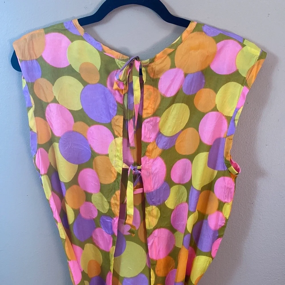 VTG 60’s Psychedelic Circle Bold Pattern Apron Dress - Picture 3 of 8